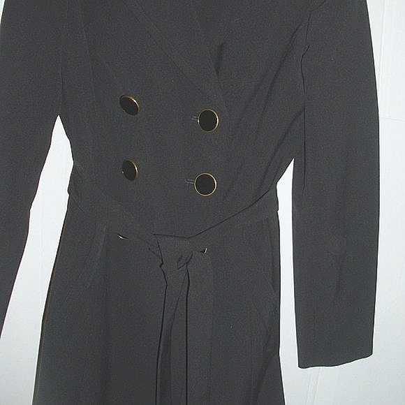 Larry Levine sophisticated overcoat matching pants sz 4 Black - Picture 2 of 12